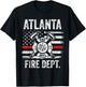 Atlanta Georgia Fire Department Thin Red Line Fireman T-Shirt - T-Shirt | Black