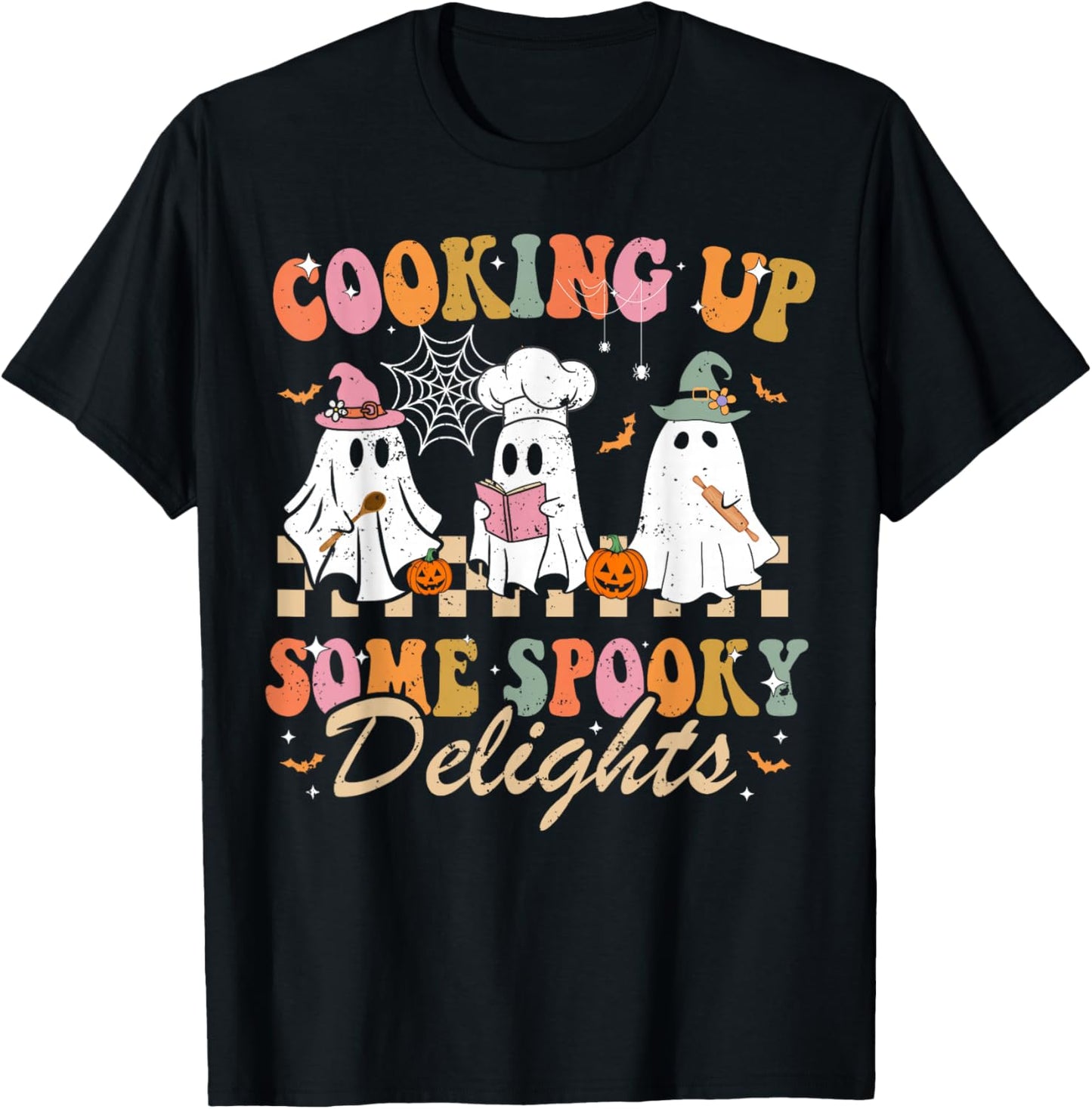 Funny Ghost Cooking For Cook and Kitchen Lovers Halloween T-Shirt - T-Shirt | Black