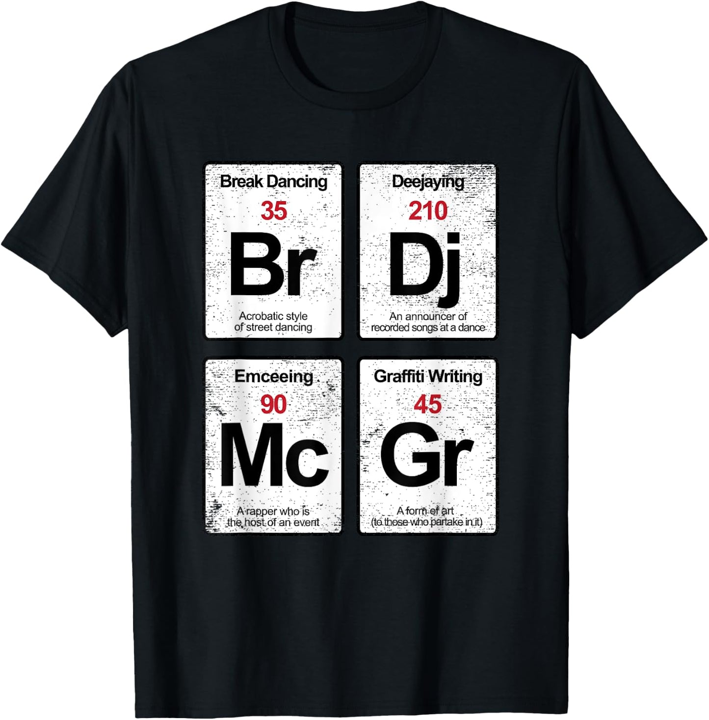 Elements of Hip Hop Rap music distressed gift T-Shirt - T-Shirt | Black
