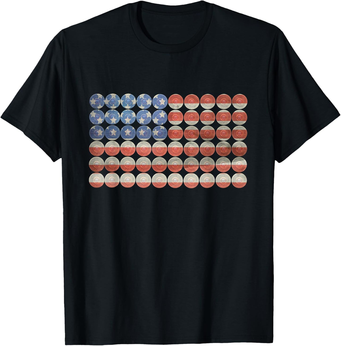 Trap Shooting American Flag Shotgun Shells | Hunting Gift T-Shirt - T-Shirt | Black