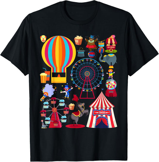 Circus Love Heart Ringmaster Party Circus Men Women Kids Boy T-Shirt - T-Shirt | Black