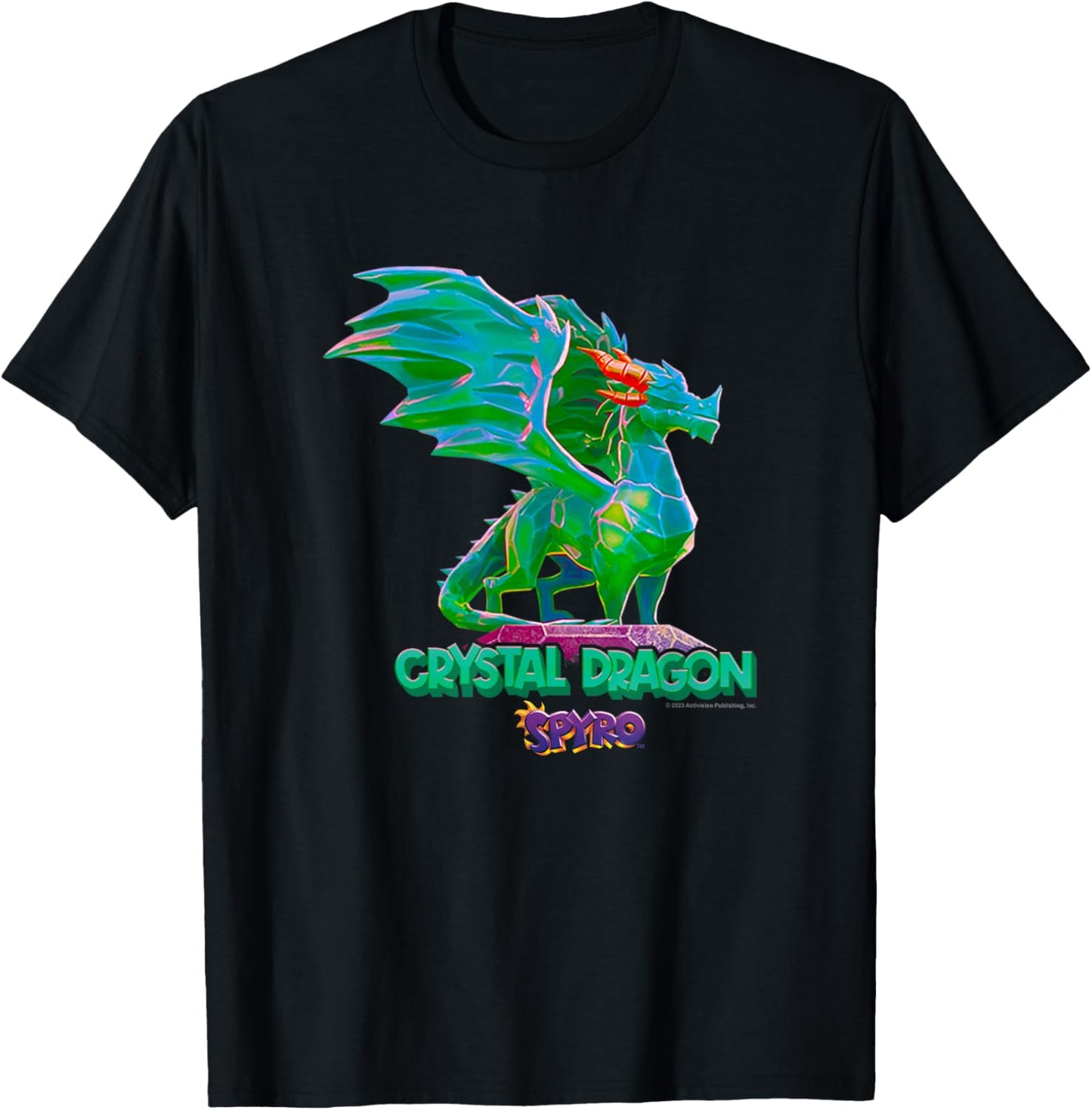 Spyro Crystal Dragon Retro Neon Shimmer Poster T-Shirt - T-Shirt | Black