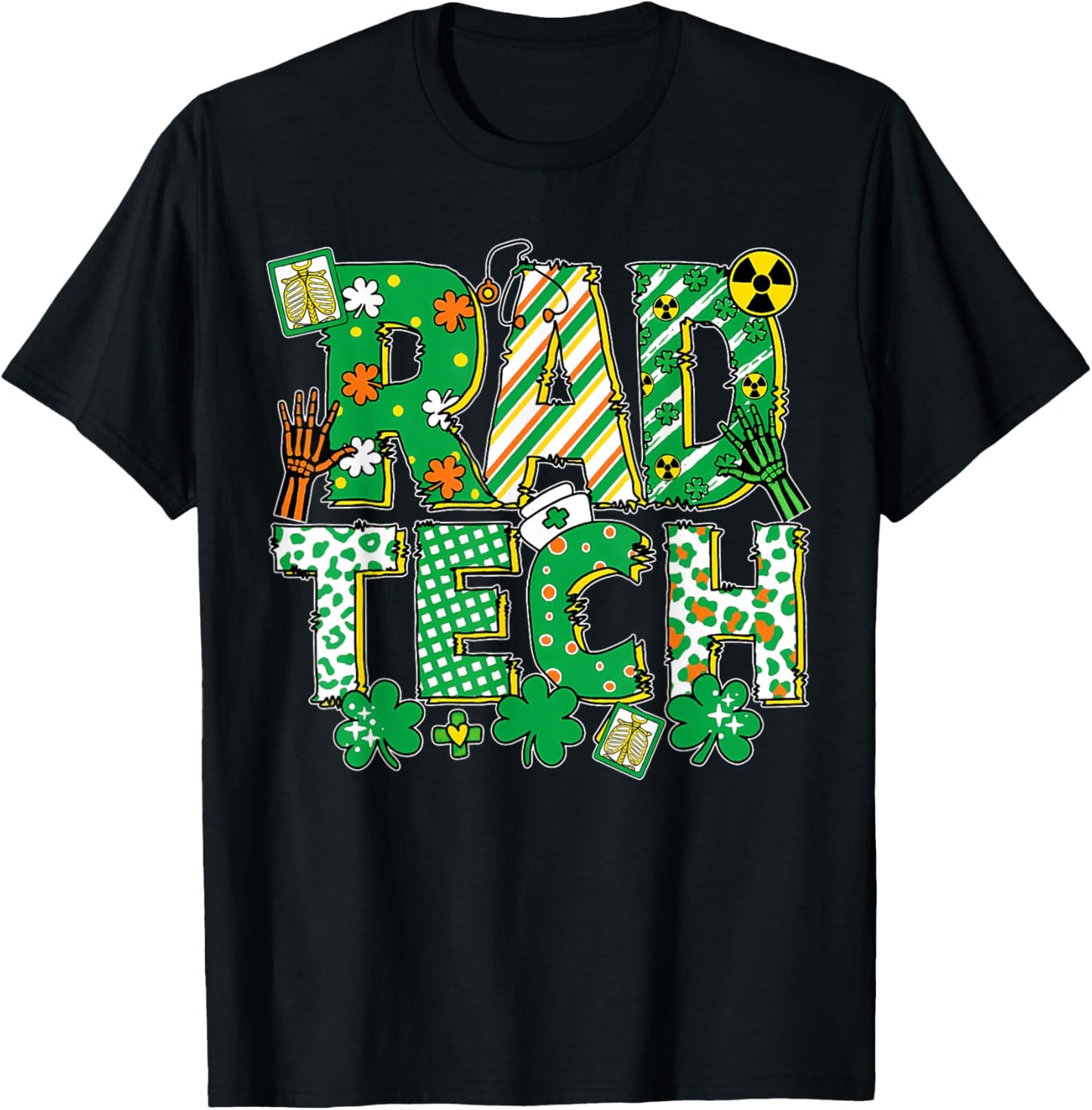 Rad Tech Nurse St. Patrick's Day Shamrock Radiologist T-Shirt - T-Shirt | Black