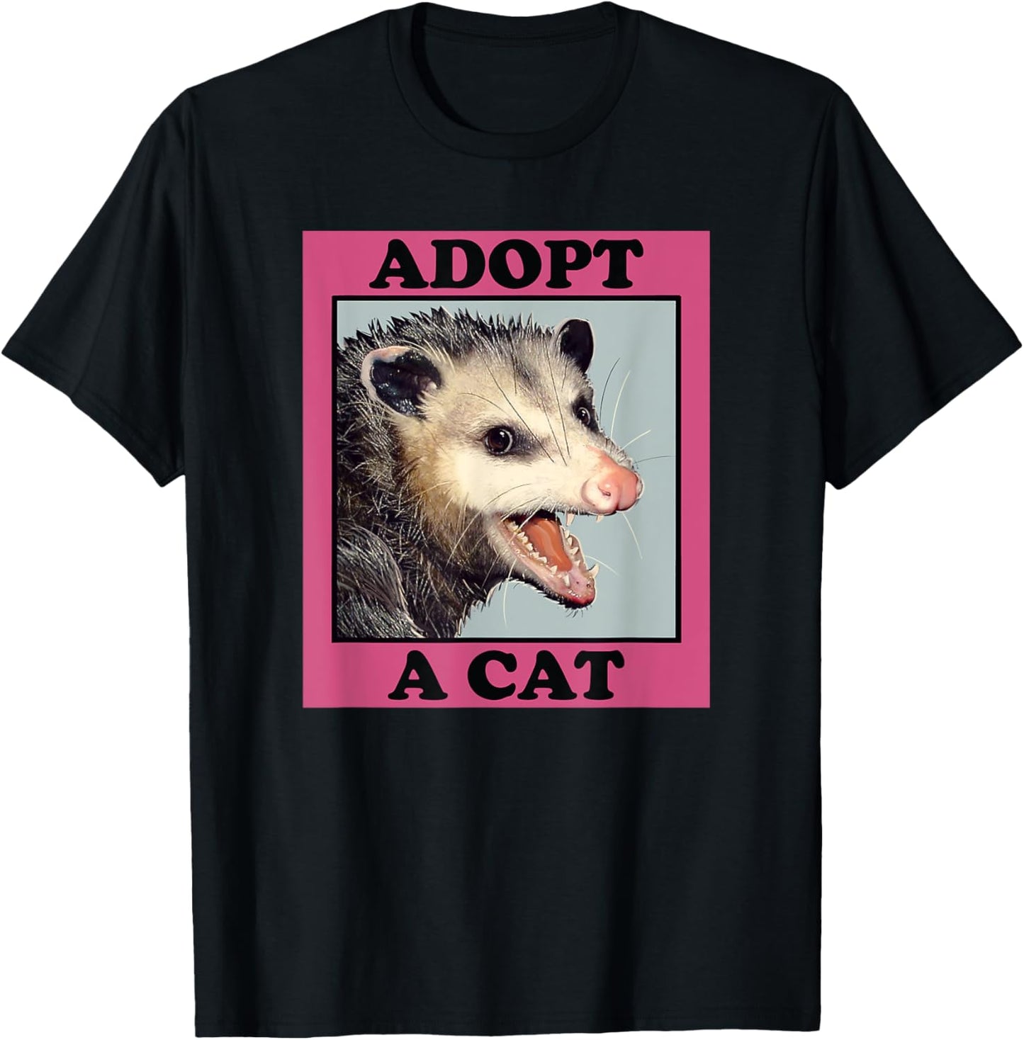 Possum Shirt Adopt a Cat Funny Opossum Possums Men Women Girls Kids T-Shirt - T-Shirt | Black