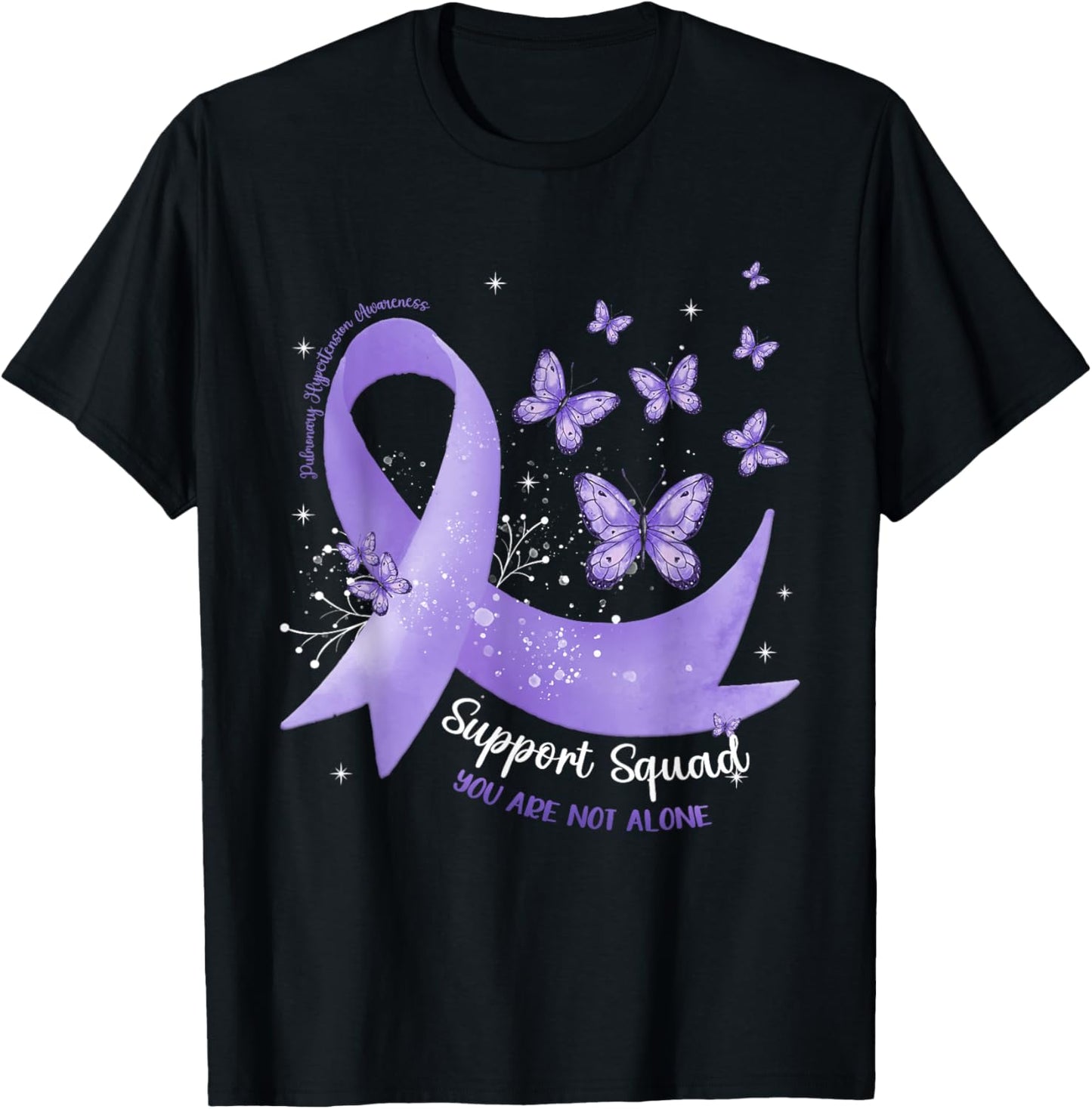 Support Squad Periwinkle Ribbon Pulmonary Hypertension T-Shirt - T-Shirt | Black