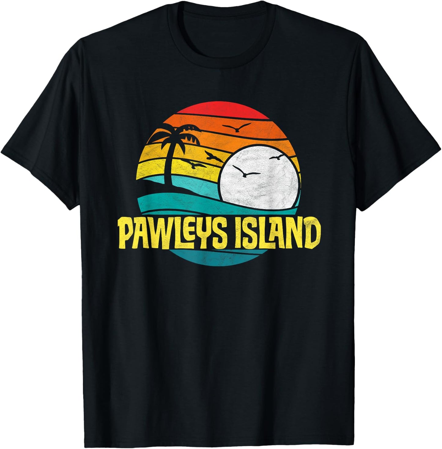 Retro Pawleys Island Beach Sun & Surf Eighties Graphic T-Shirt - T-Shirt | Black