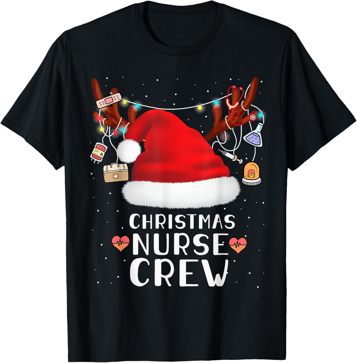 Nurse Crew Christmas Cute Merry Xmas Party Crew Women T-Shirt - T-Shirt | Black