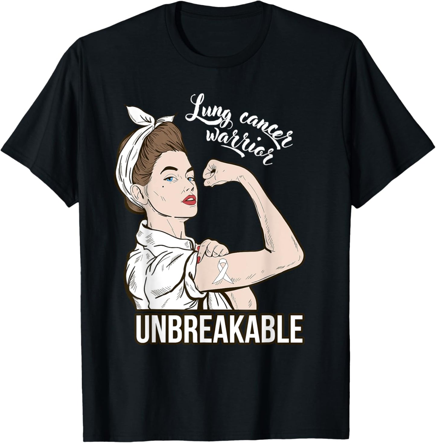 Lung Cancer Awareness Warrior Unbreakable Support T-Shirt - T-Shirt | Black