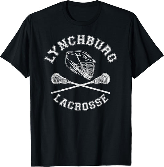 Lynchburg Lacrosse Vintage Distressed Retro Lax T-Shirt - T-Shirt | Black