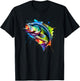 Colorful Splash Art Bass Fish T-Shirt - T-Shirt | Black