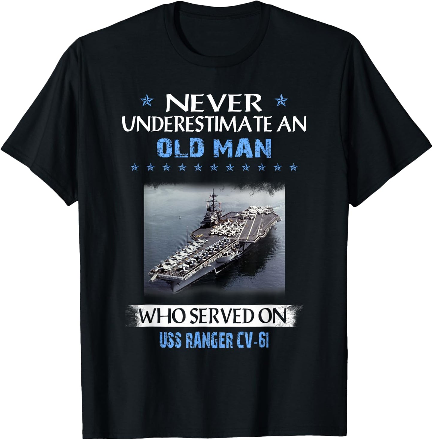 USS Ranger CV-61 Veterans Day Father Day Gift T-Shirt - T-Shirt | Black