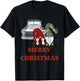 Merry Gnome Couple Old Pickup Truck Christmas Hotrod Holiday T-Shirt - T-Shirt | Black