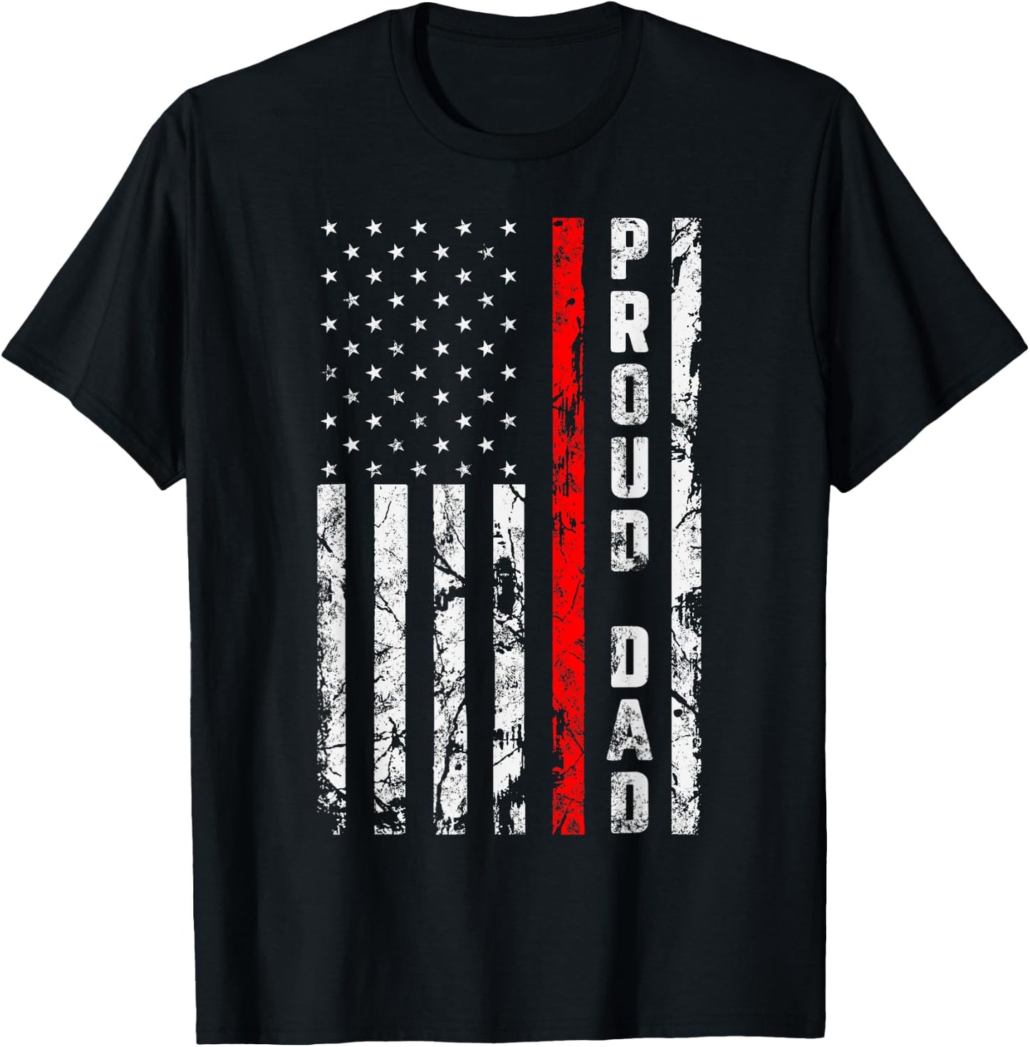 Proud Dad of Firefighter Gift Patriotic Firefighter's Dad T-Shirt - T-Shirt | Black