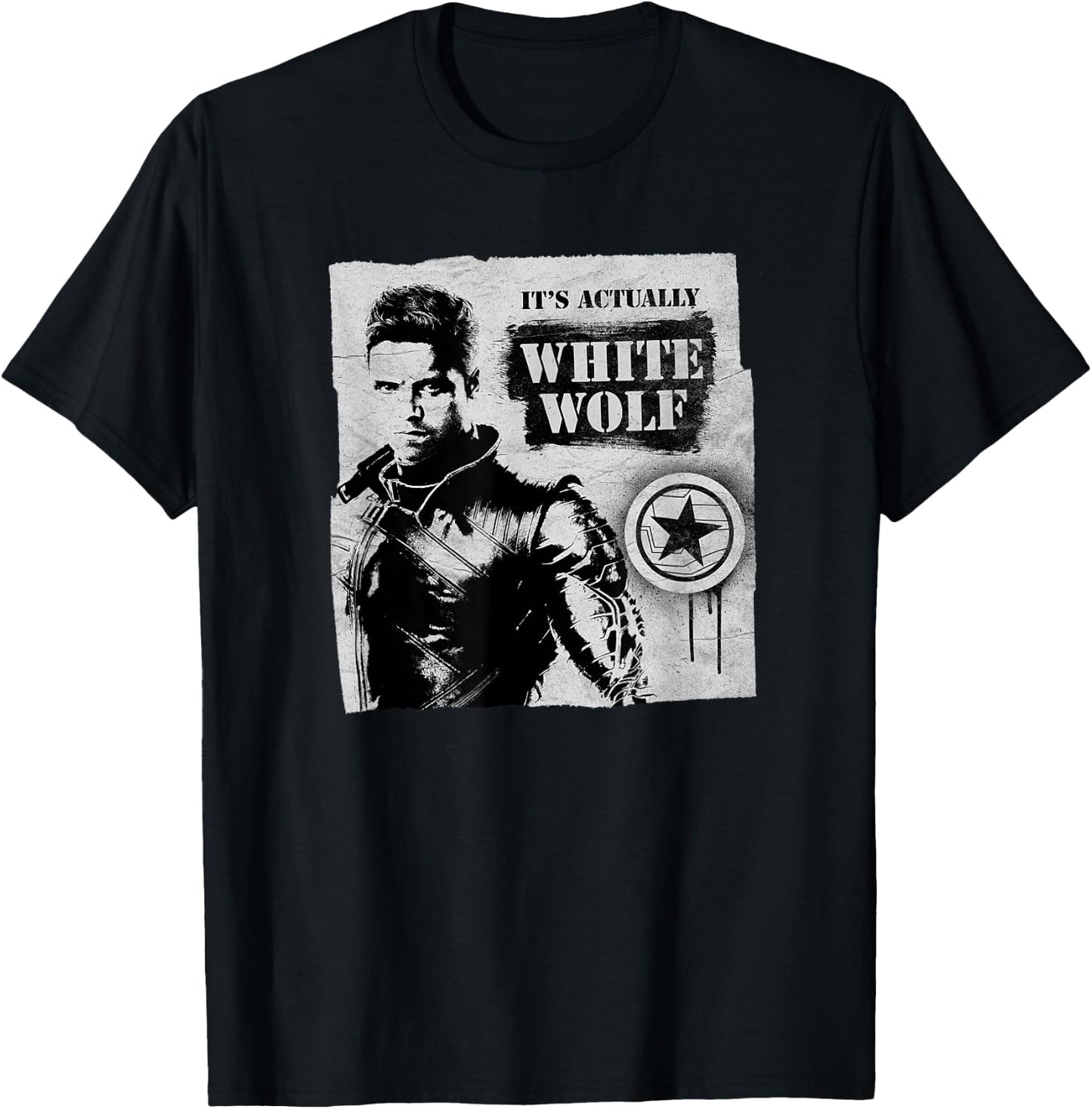 The Falcon and the Winter Soldier Bucky Barnes White Wolf T-Shirt - T-Shirt | Black