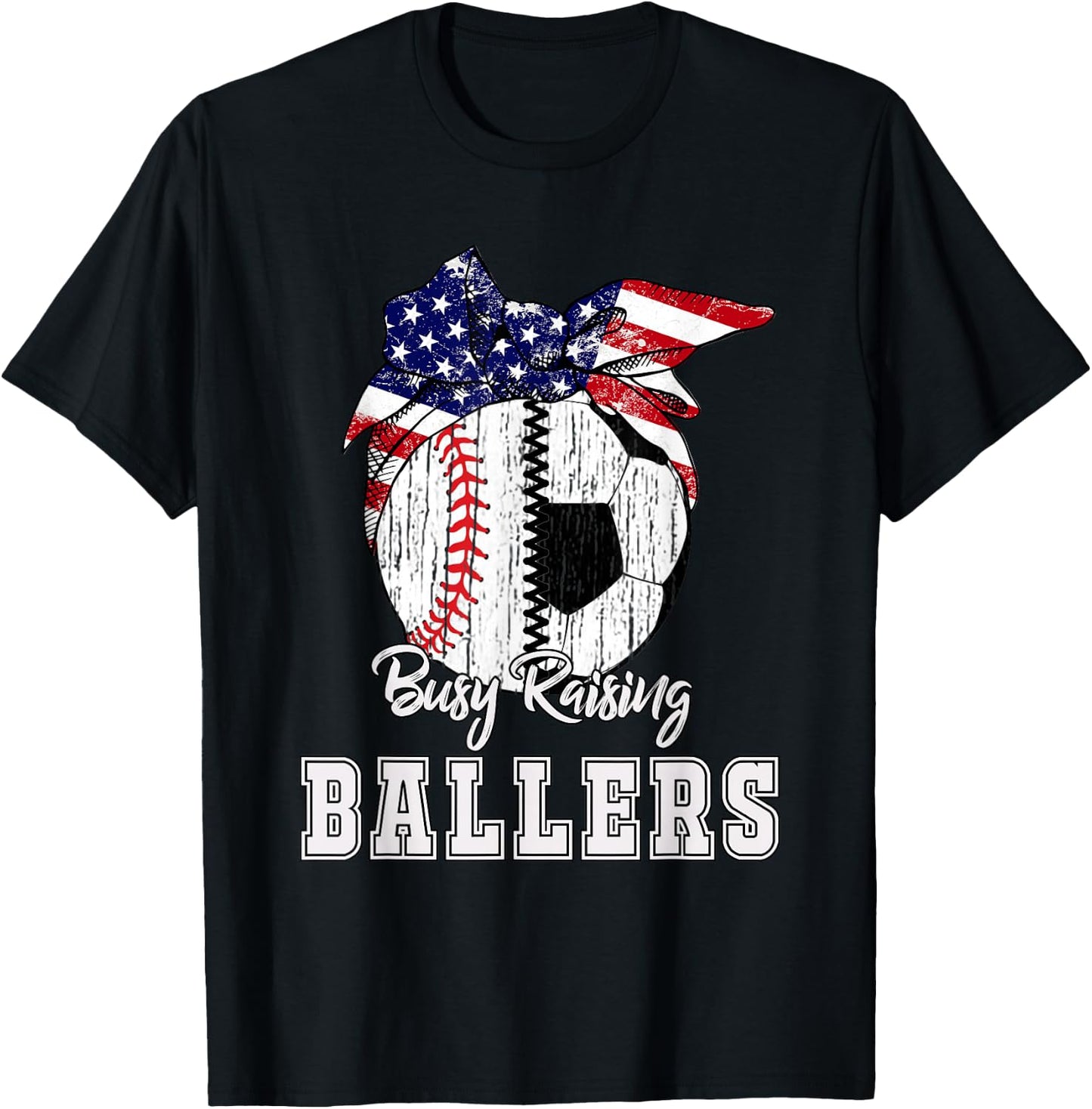 Busy Raising Ballers Baseball Soccer - Soccer mom T-Shirt - T-Shirt | Black