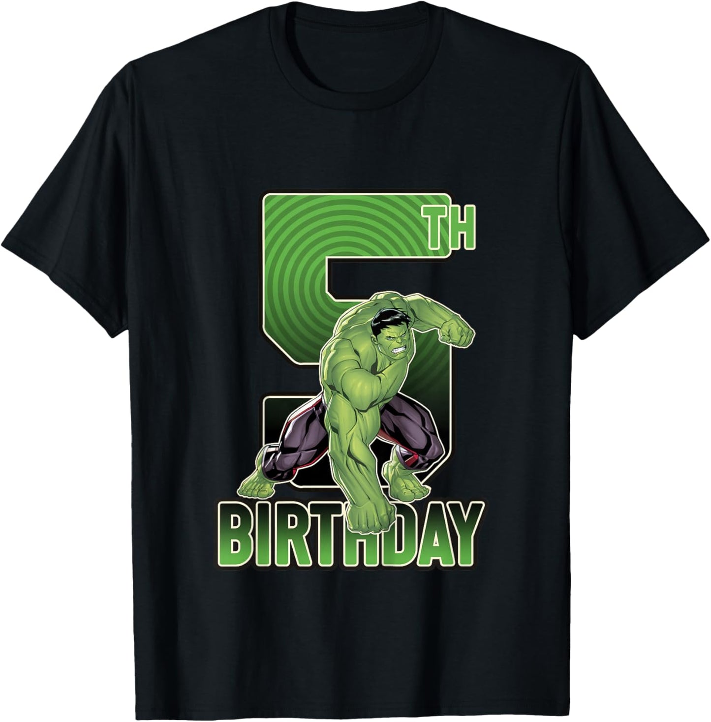 Kids Marvel Avengers Classic Incredible Hulk Smash 5th Birthday T-Shirt - T-Shirt | Black