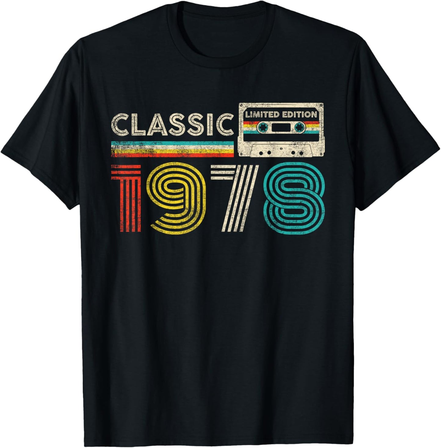 Classic 1978 Retro Birthday Idea 1978 Cassette Tape Vintage , Small, Black T-Shirt - T-Shirt | Black