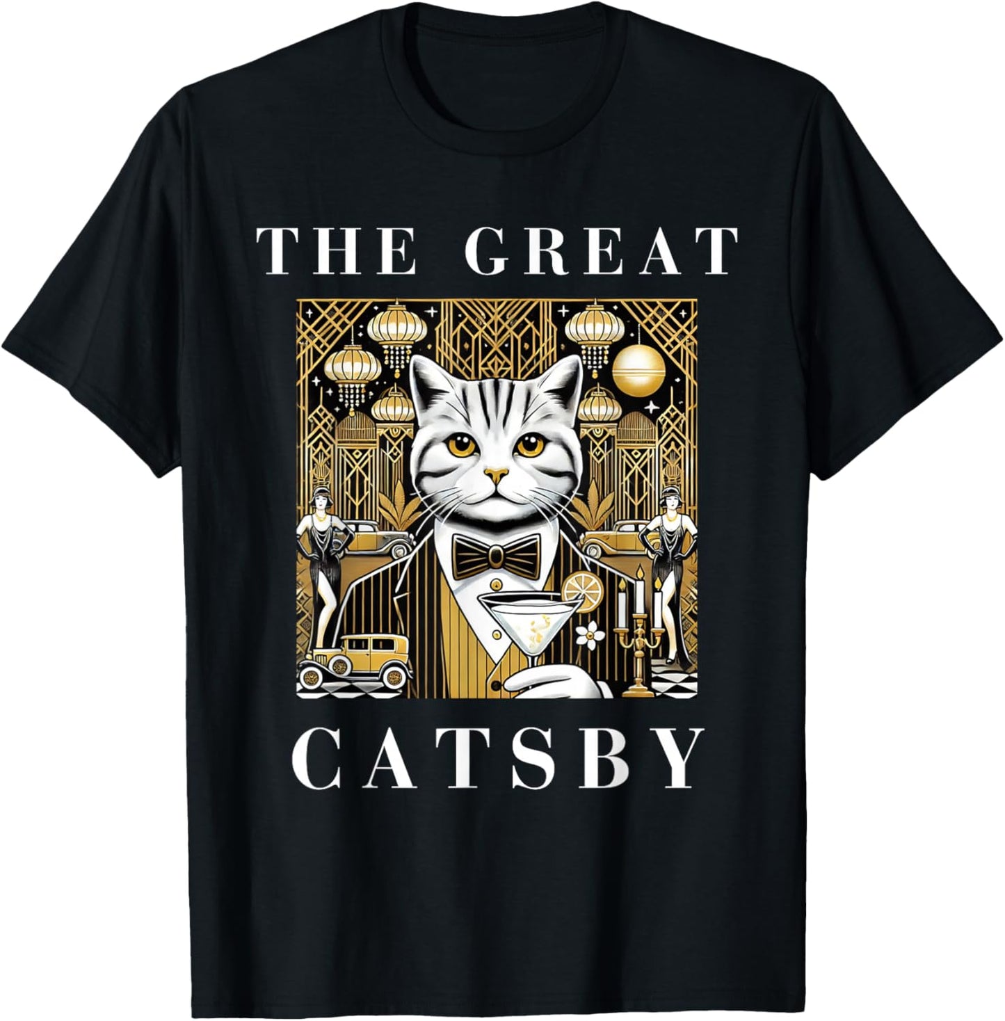 The Great Catsby Funny Cat Lovers T-Shirt - T-Shirt | Black