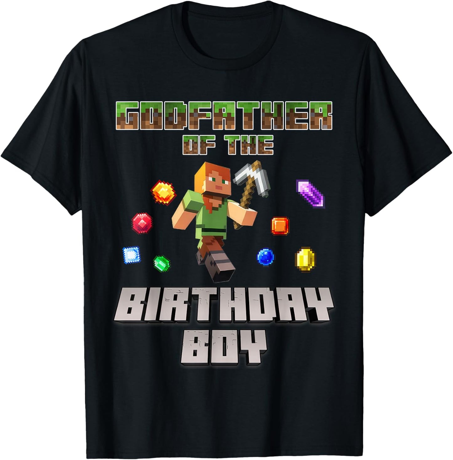 Godfather Of The Birthday Boy Video Gamer Pixel Number T-Shirt - T-Shirt | Black