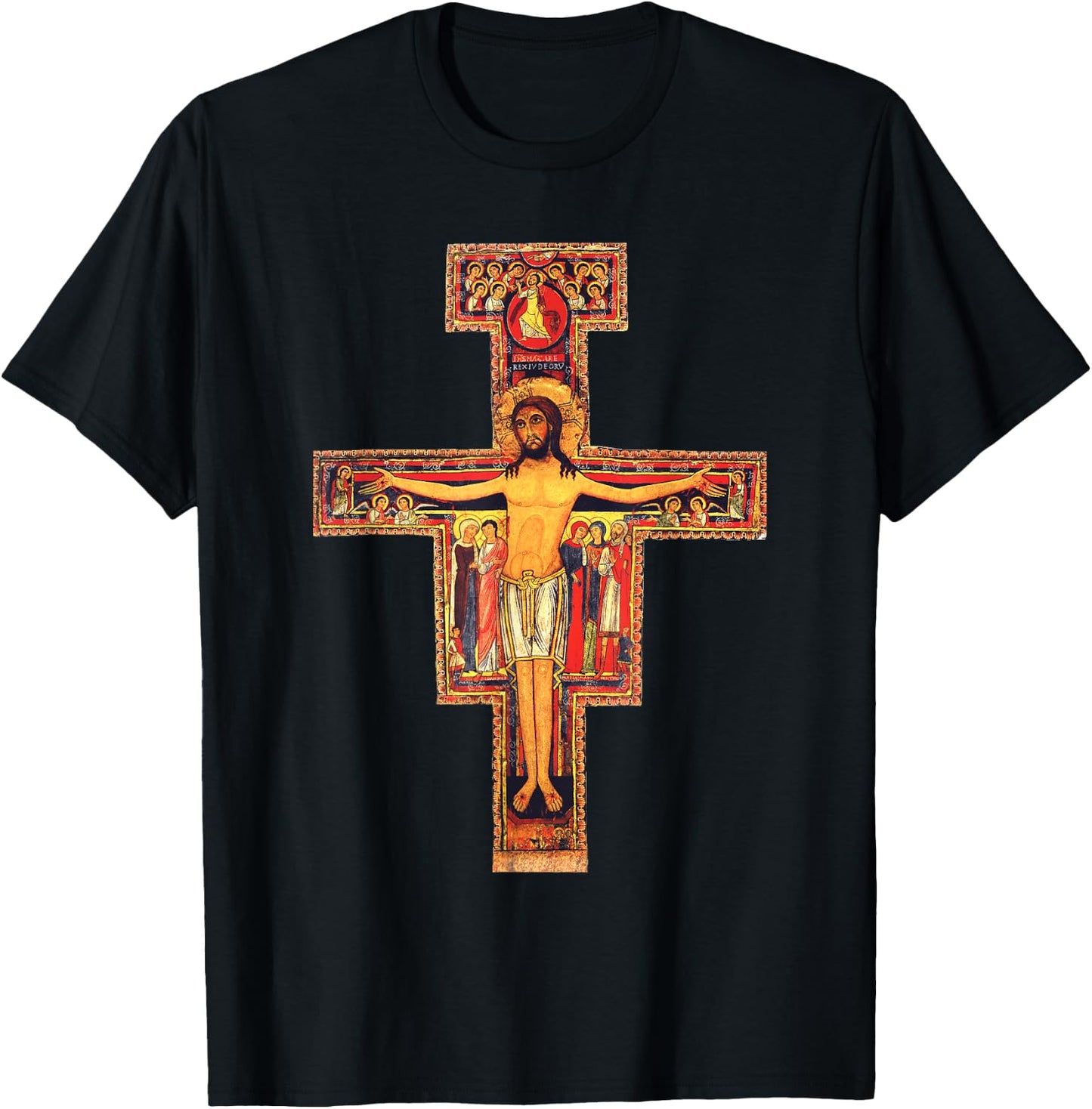 San Damiano Catholic Saint Cross T-Shirt - T-Shirt | Black