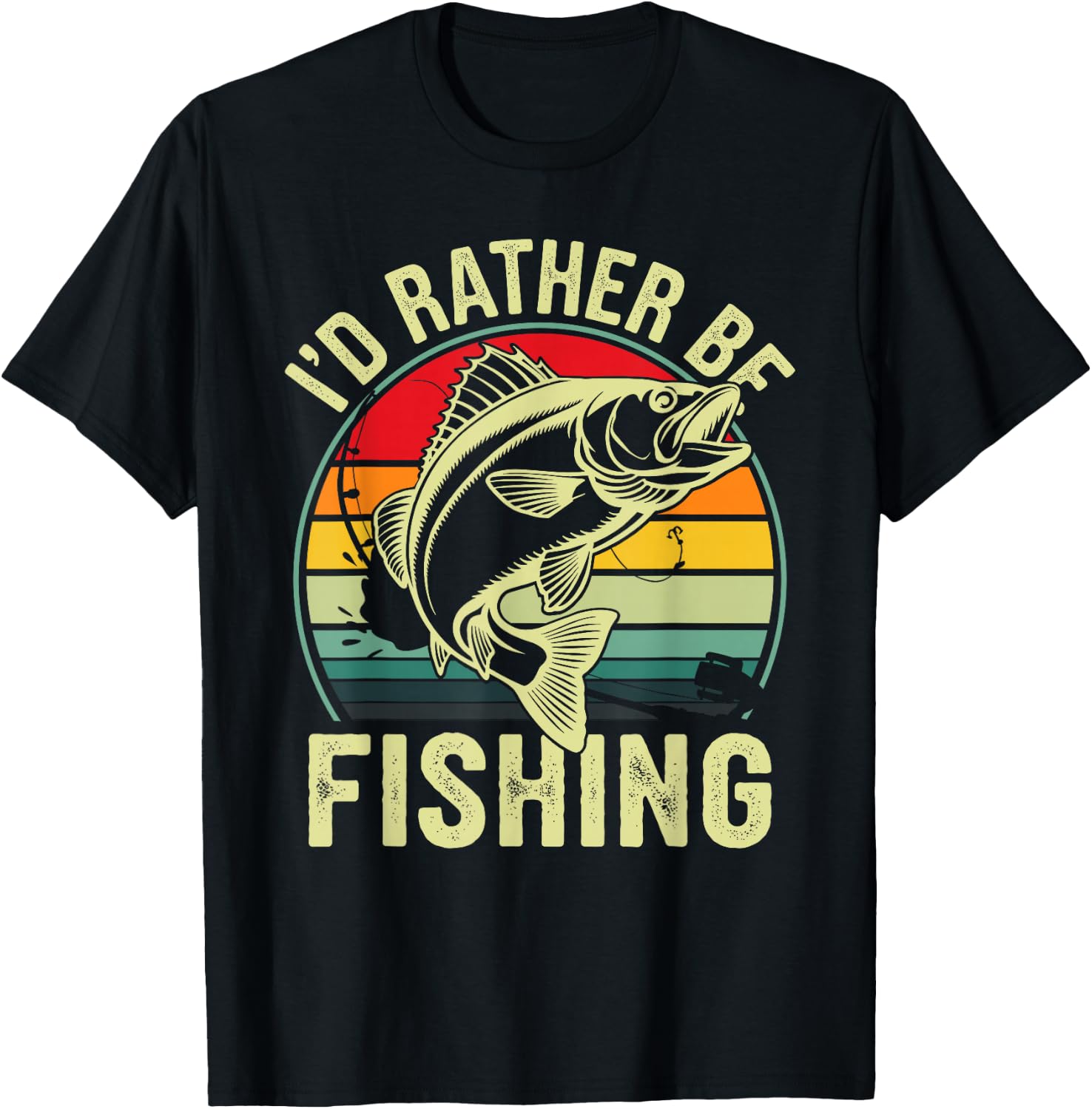 I'd Rather Be Fishing Retro Vintage Outdoor Fisherman T-Shirt - T-Shirt | Black