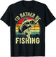 I'd Rather Be Fishing Retro Vintage Outdoor Fisherman T-Shirt - T-Shirt | Black