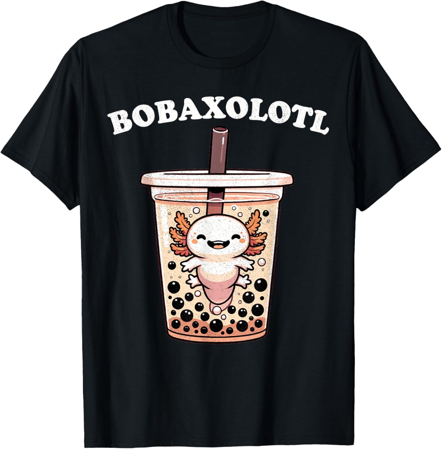 Axolotl Boba Tea Bubble Tea Milk Tea Anime Axolotl Funny T-Shirt - T-Shirt | Black