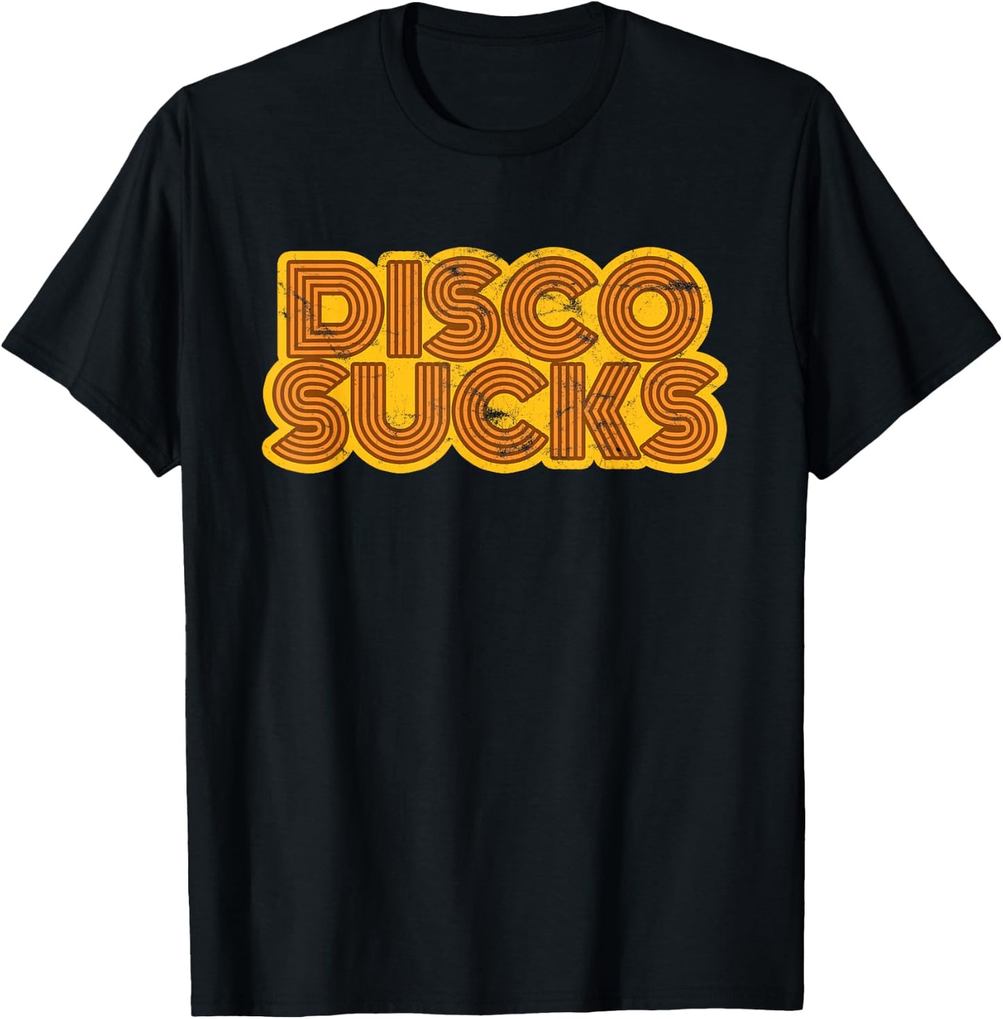 Disco Sucks Vintage Style Funny Concert 70s Distressed T-Shirt - T-Shirt | Black