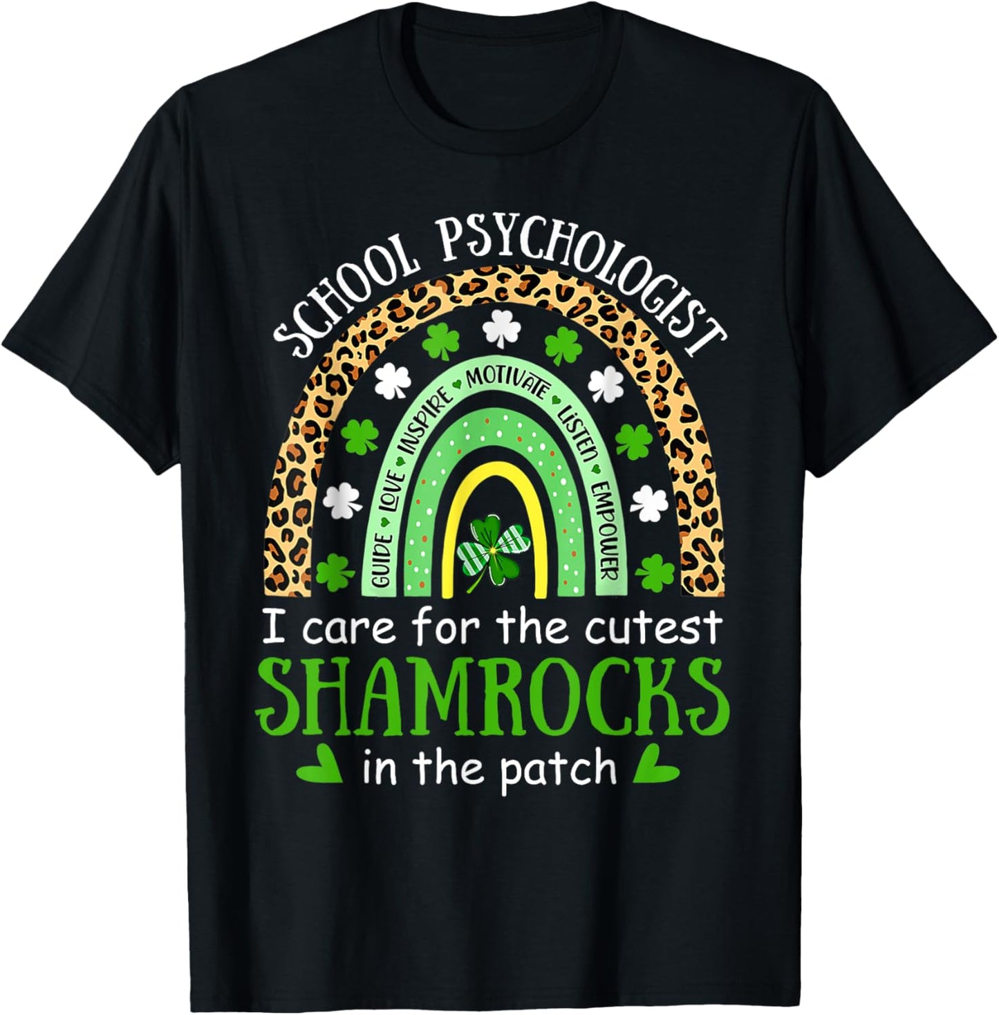 I Teach Cutest Shamrocks School Psychologist St Patricks Day T-Shirt - T-Shirt | Black