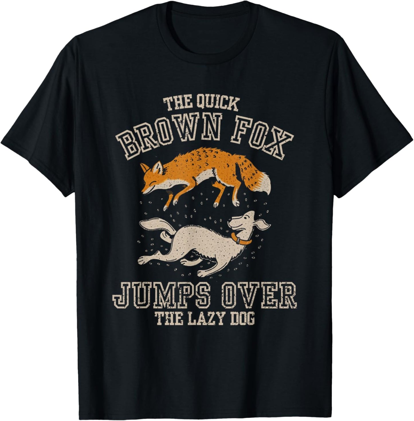 The Quick Brown Fox Jumps Over the Lazy Dog Typographer T-Shirt - T-Shirt | Black