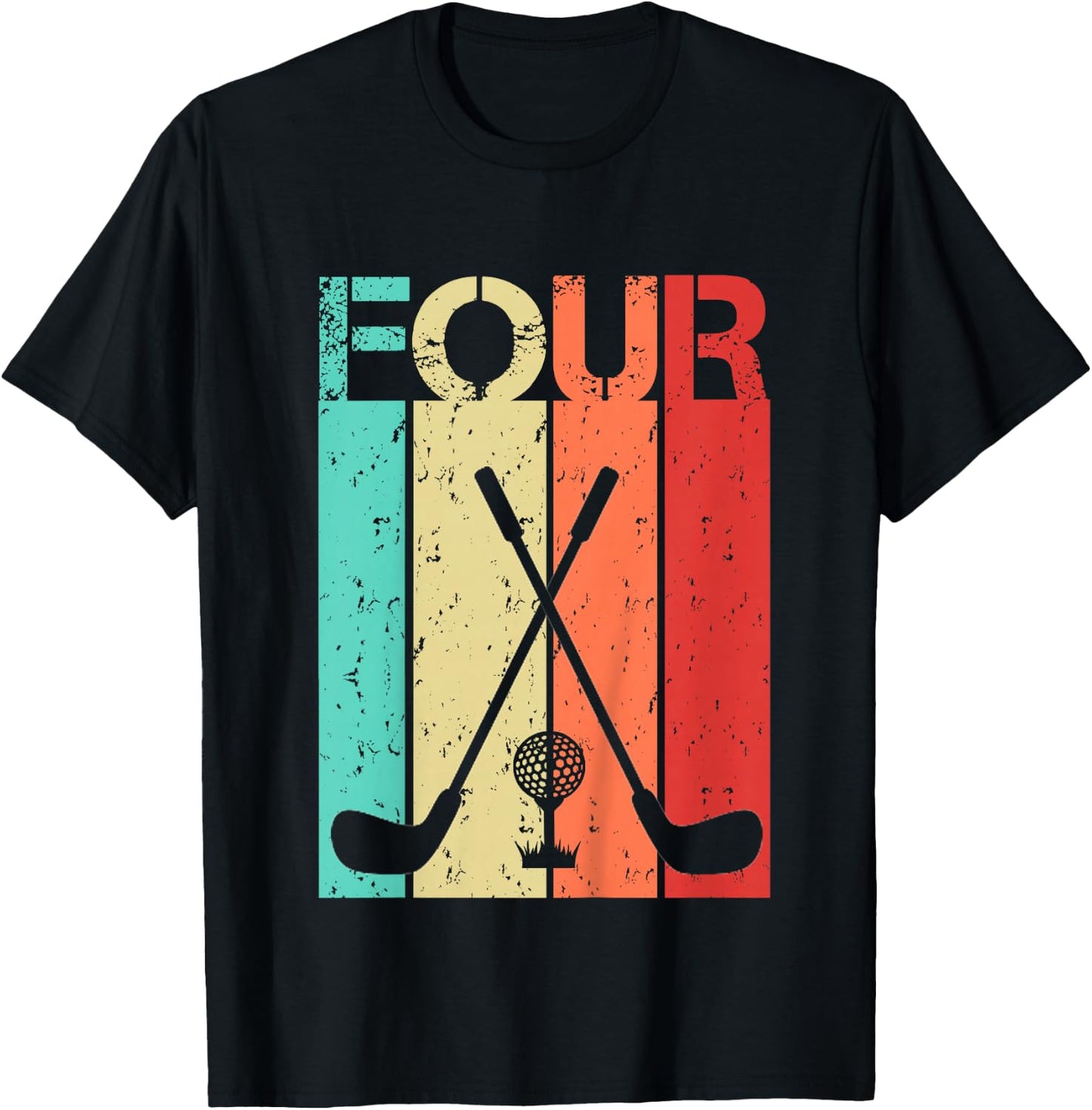 Golf 4 Birthday Boy Girl Golf 4 Year Old T-Shirt - T-Shirt | Black