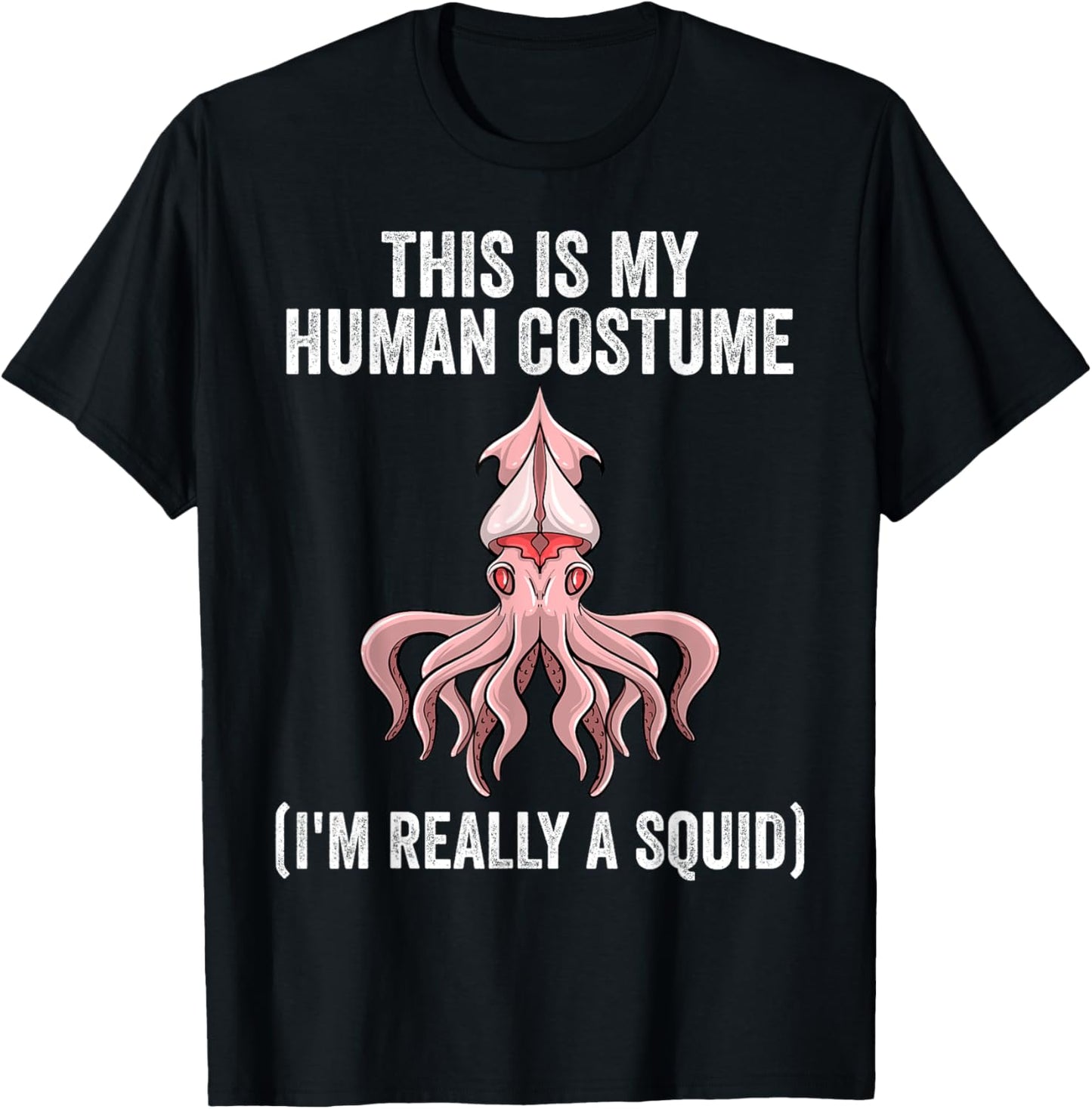 Best Squid Art For Kids Men Women Adult Octopus Lover Squid T-Shirt - T-Shirt | Black