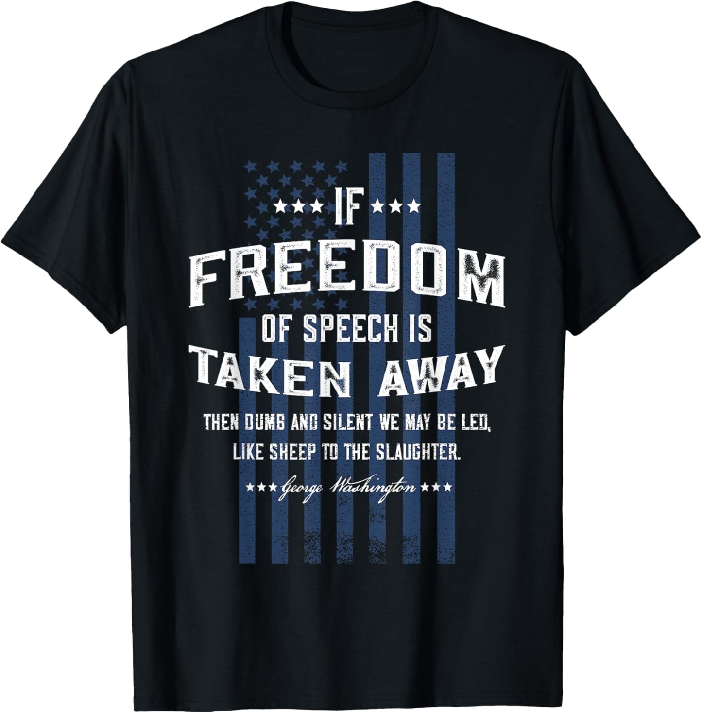 Freedom of Speech Military Patriotic American Flag T-Shirt - T-Shirt | Black