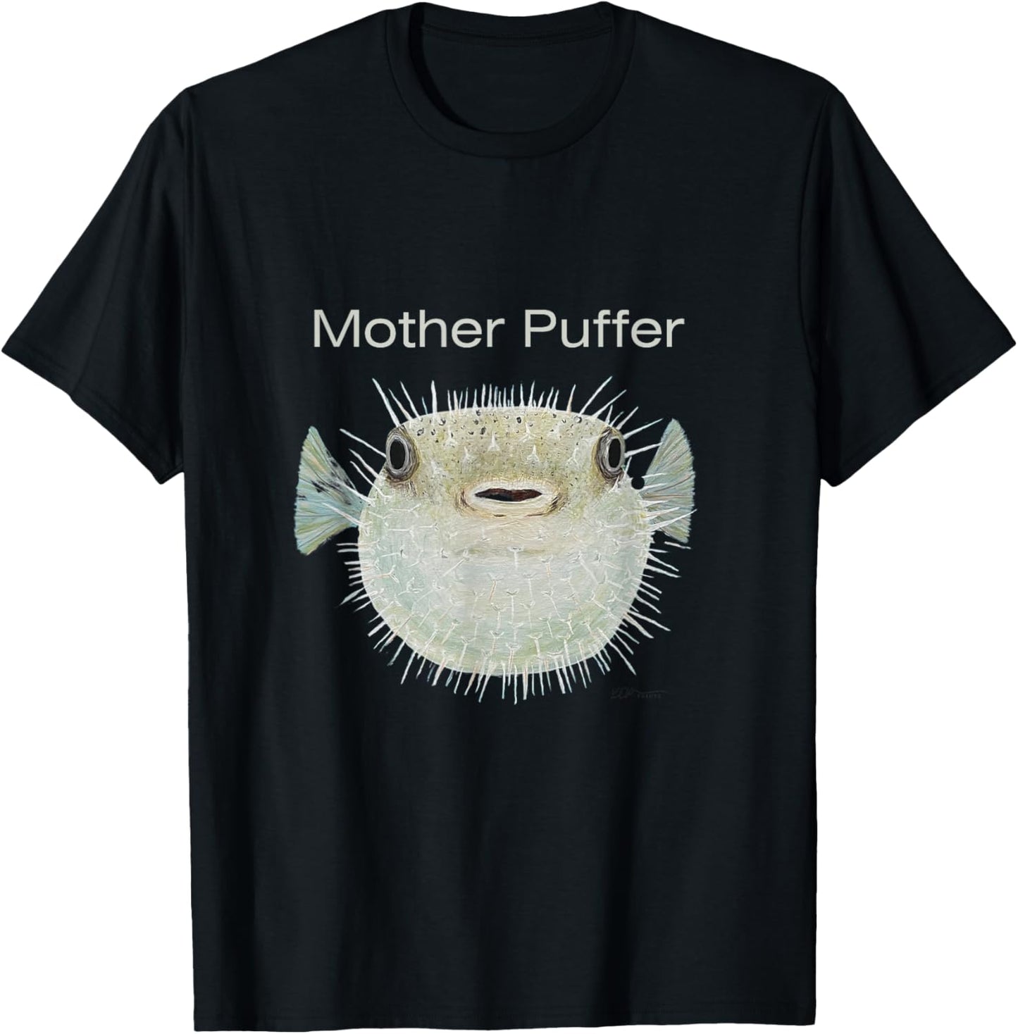Cute Puffer Fish Blowfish Sea Life Fisherman Mother Puffer T-Shirt - T-Shirt | Black