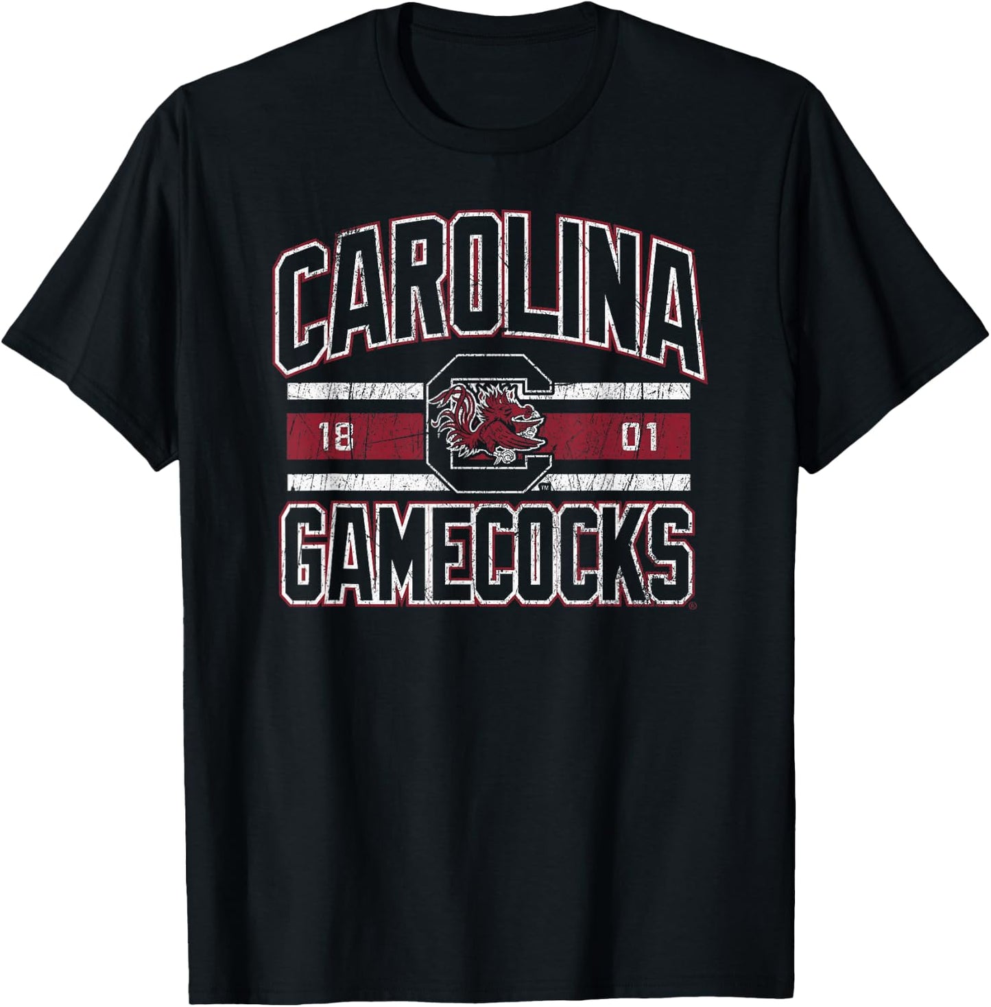 South Carolina Gamecocks Vintage Stripe Officially Licensed T-Shirt - T-Shirt | Black