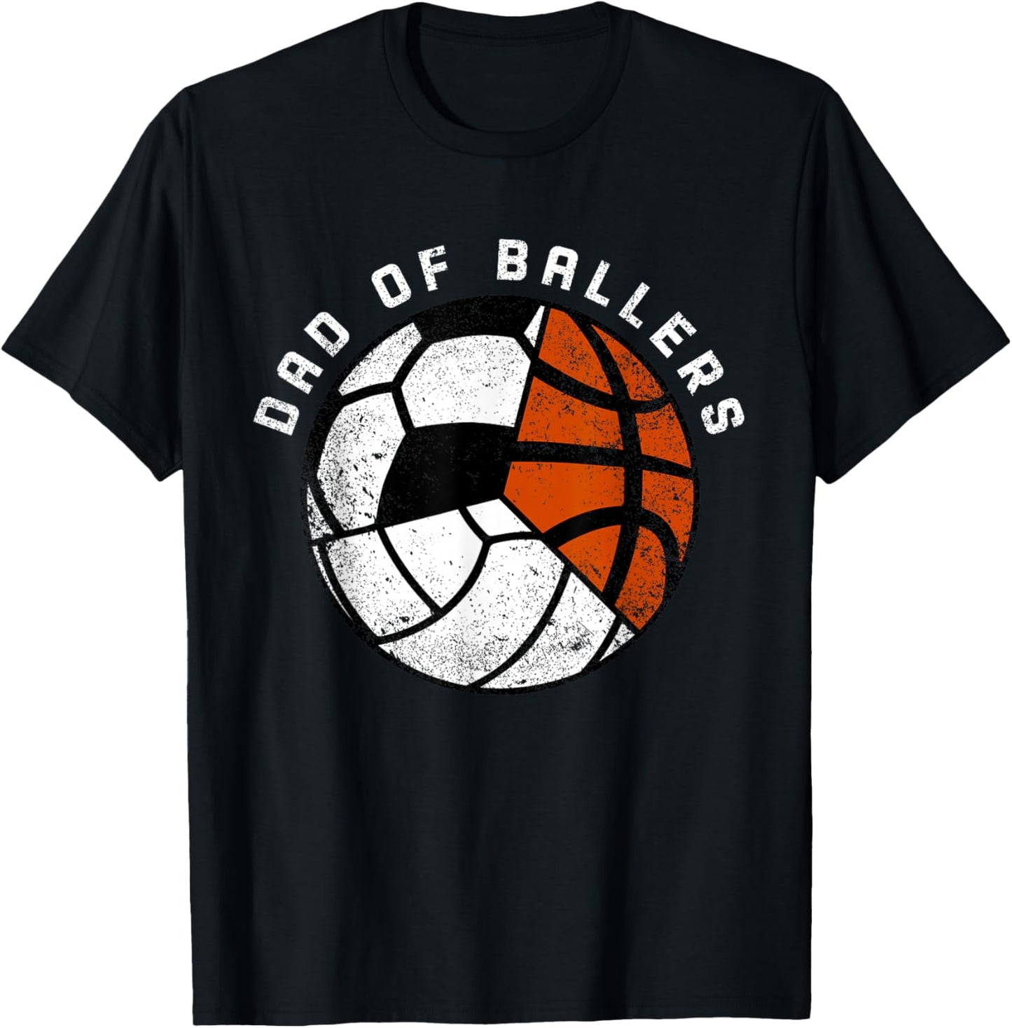 Dad Of Ballers Funny Volleyball Soccer Basketball Dad T-Shirt - T-Shirt | Black