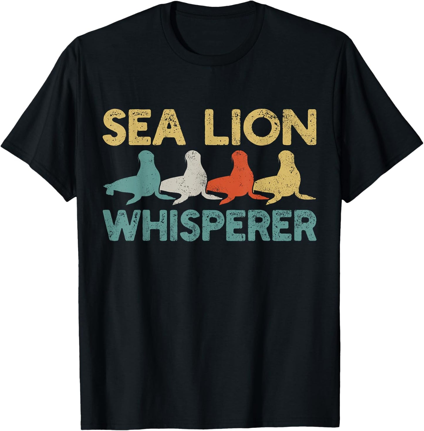 Sea Lion Retro T-Shirt - T-Shirt | Black