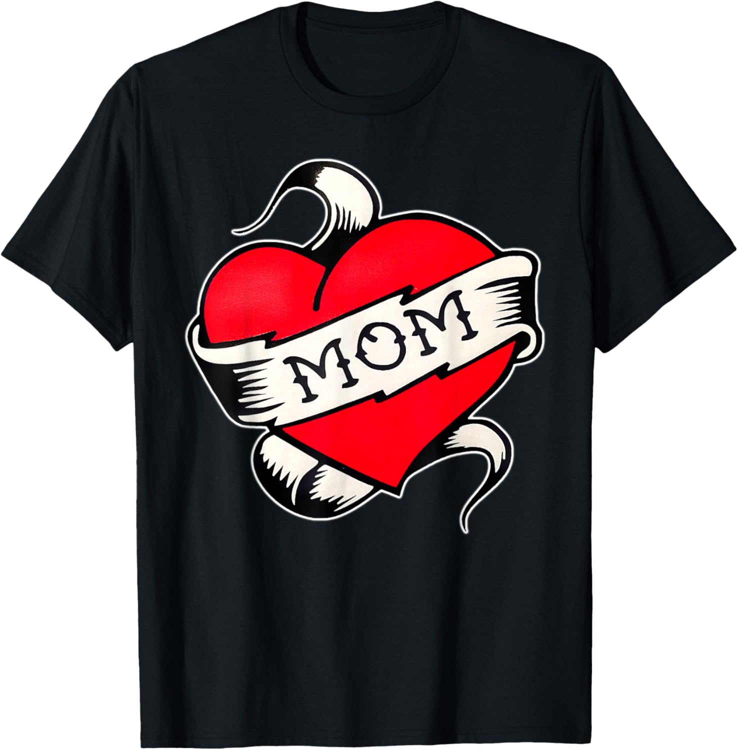 Mom Heart Traditional Old School Tattoo Flash T-Shirt - T-Shirt | Black