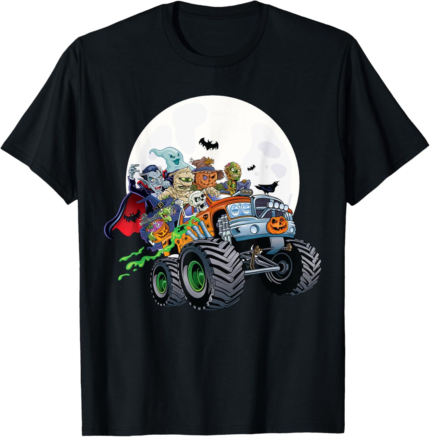 Halloween Skeleton Zombie Monster Truck Vampire Boys Kids T-Shirt - T-Shirt | Black