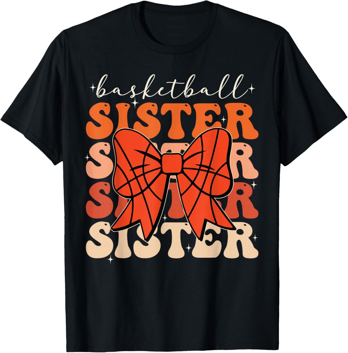 Basketball Sister Vintage Sport Lover Sister Mothers Da T-Shirt - T-Shirt | Black