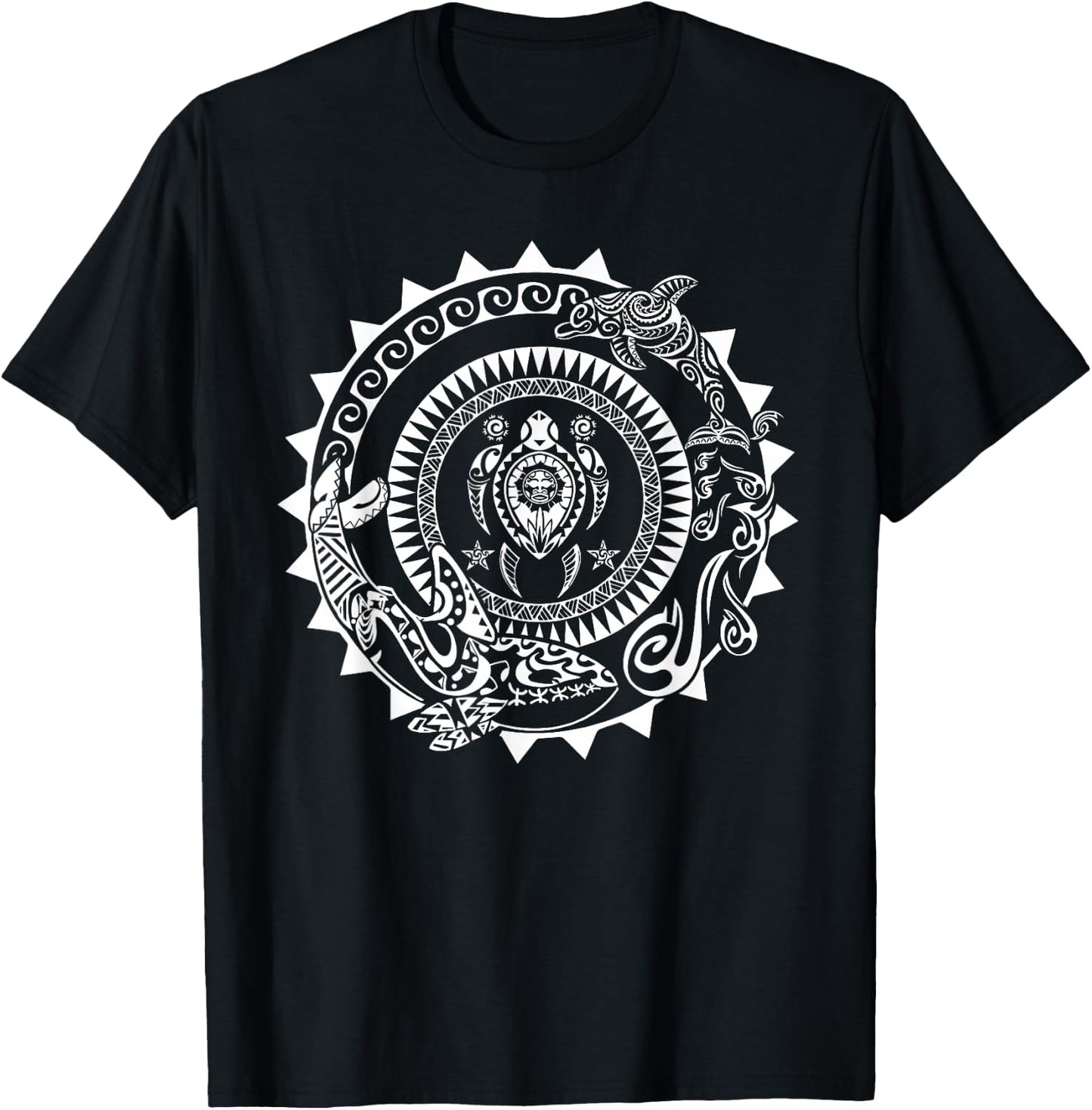 Maori Polynesian Tattoo Orca Dolphin Turtle Scuba Diving T-Shirt - T-Shirt | Black