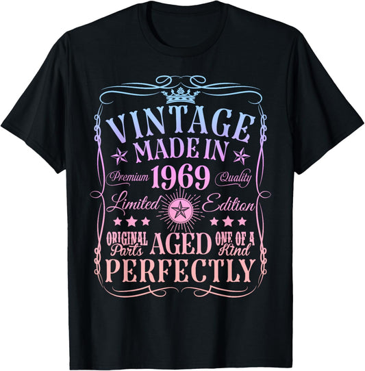 Vintage 56th Birthday Decorations Vintage 1969 56 Years Old T-Shirt - T-Shirt | Black