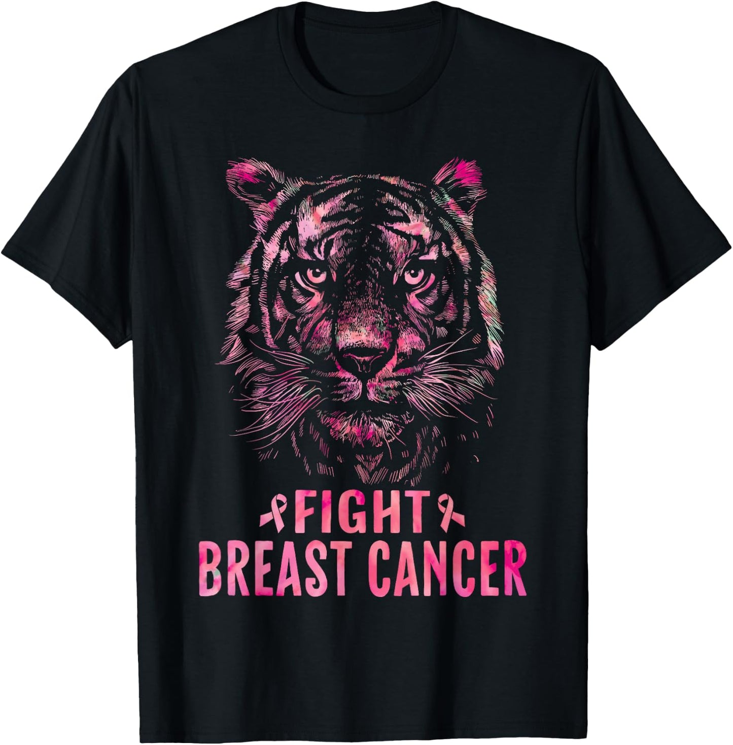 Fight Breast Cancer Awareness 2025 Shirts Tiger T-Shirt - T-Shirt | Black