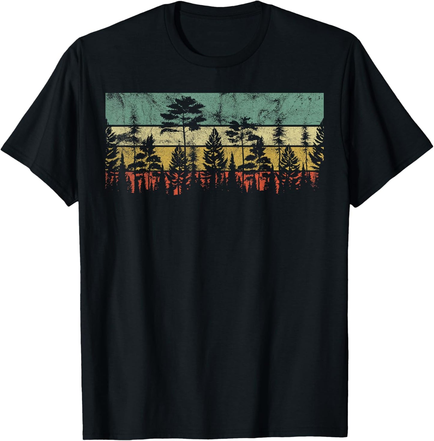 Trees Outdoors Wildlife Nature Vintage Forest Nature Retro T-Shirt - T-Shirt | Black