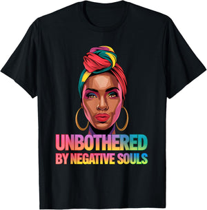 Unbothered By Negative Souls Camo Black African American T-Shirt - T-Shirt | Black