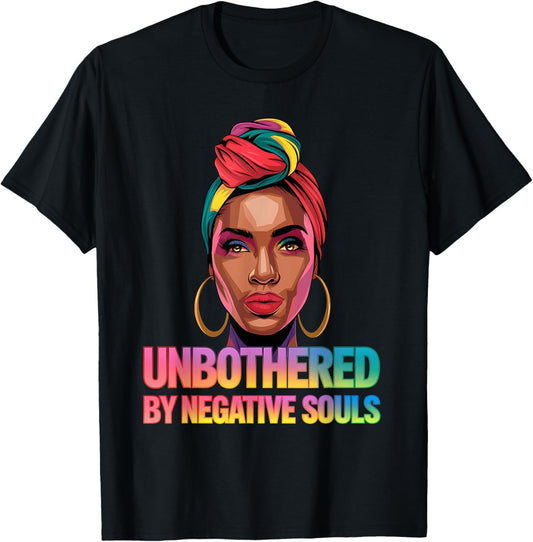 Unbothered By Negative Souls Camo Black African American T-Shirt - T-Shirt | Black