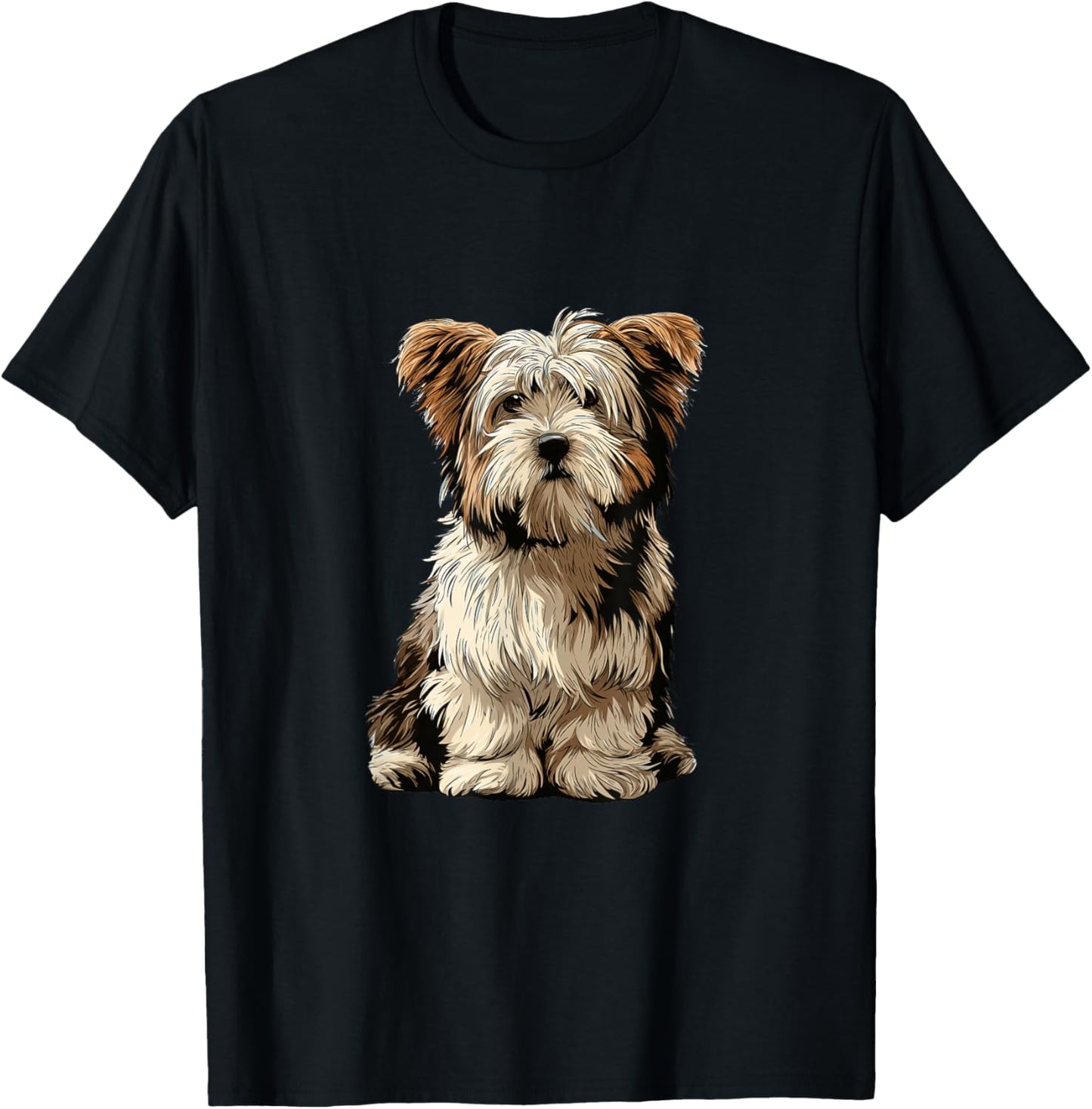 Biewer Terrier Dog Illustration T-Shirt - T-Shirt | Black
