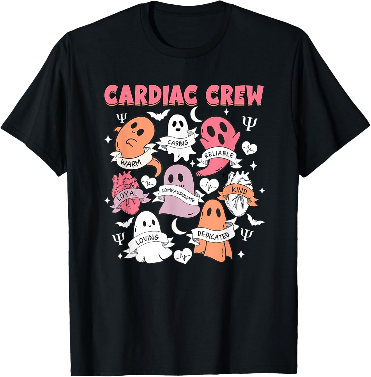 Cardiac Crew Cardiology Nurse Cardiologist Boo Halloween T-Shirt - T-Shirt | Black