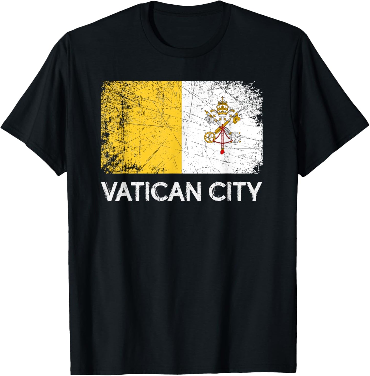 Vatican Flag | Vintage Made In Vatican Gift T-Shirt - T-Shirt | Black