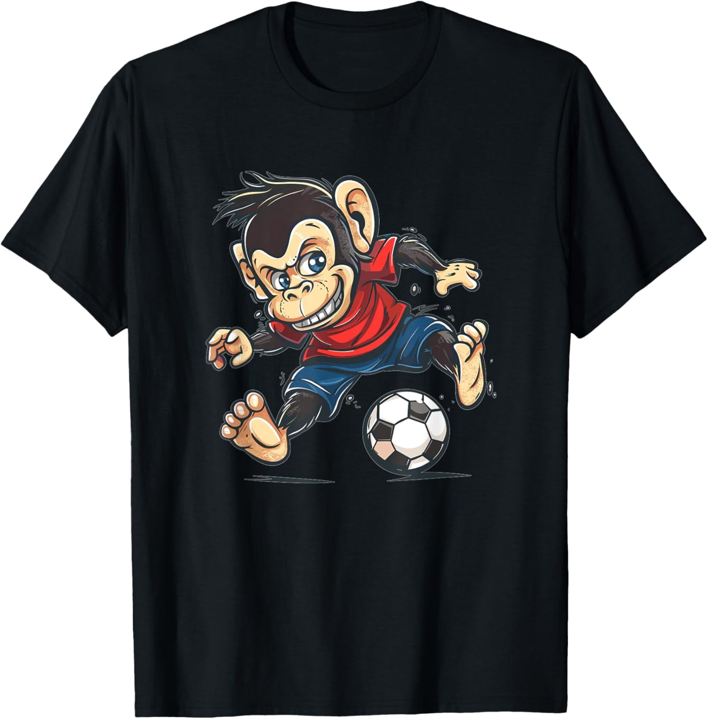 Cute Monkey Soccer T-Shirt - T-Shirt | Black